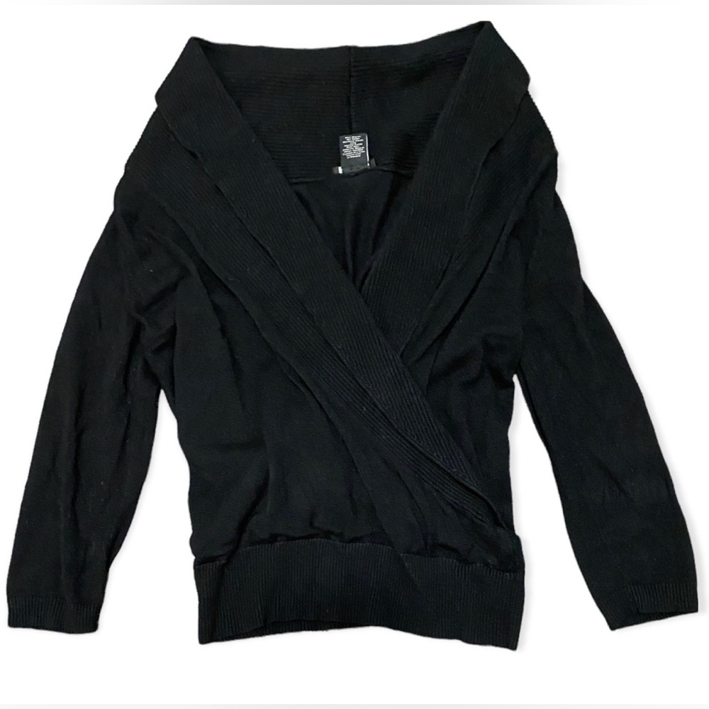 Ann Taylor Black Wrap Over Sweater Women’s Small